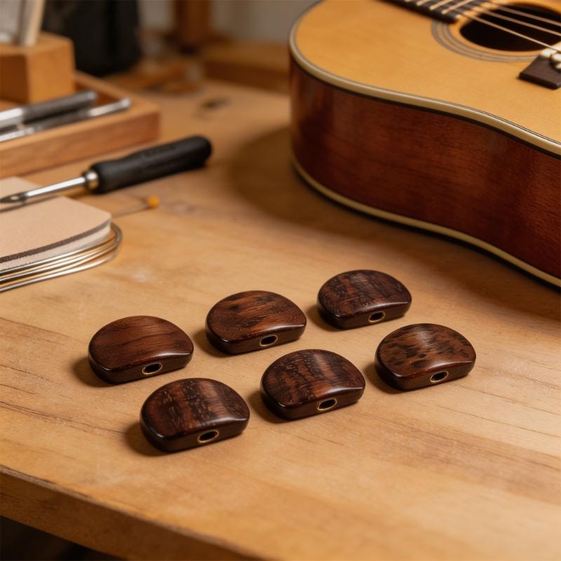 Gitarrenstimmwirbel-Knöpfe, Holz-Set mit 6 Ersatzknöpfen für Reparatur- und Instrumentenwartungsarbeiten Set-Verwendung