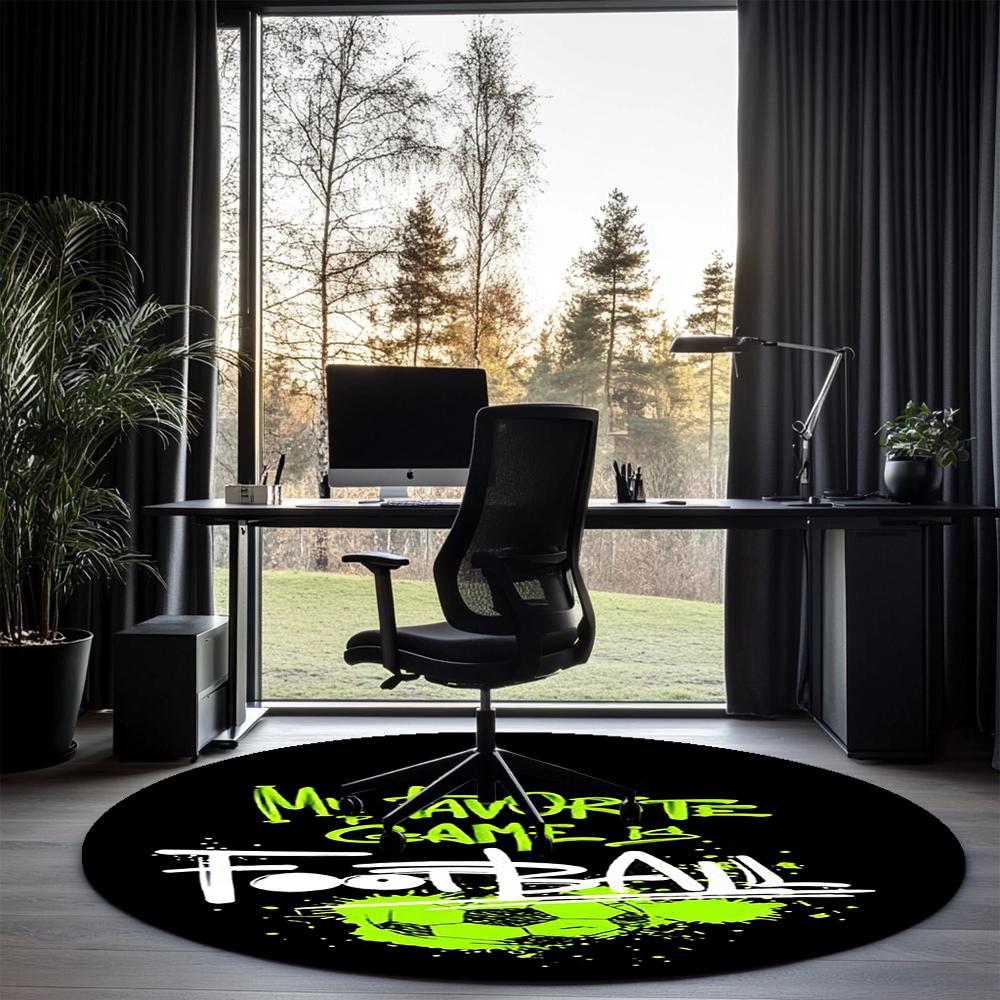 Fußball bedruckter runder Teppich Teppich Stuhlteppich Läufer Eingang Fußmatten, für Bürostuhl Wohnzimmer Schlafzimmer Küche.