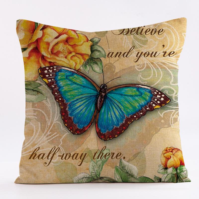Retro Butterfly Pattern Throw Pillow Cover With Short Plush Print For Living Room Sofa Decoration Cushion Cover Pillow Covers