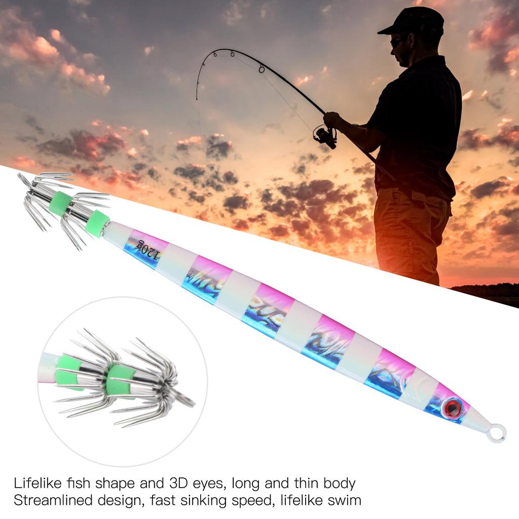 Artificial Baits Fishing Metal Lure Luminous Squid Jigs Lifelike Swimbait with Hook