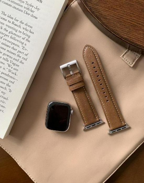 Compatible Starlight Lambskin Lychee Pattern Wristband for Apple Watch Series iWatch 3-9, SE