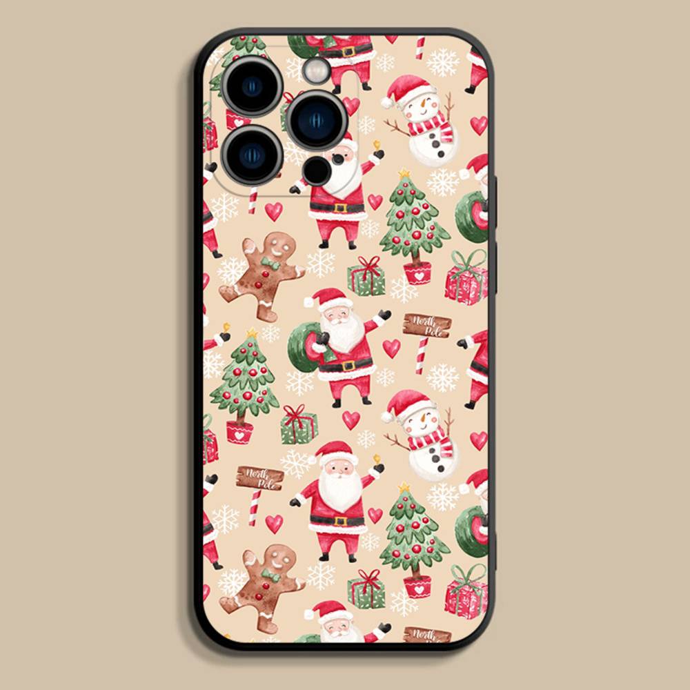 Christmas Santa Claus Phone Case For iPhone 17,16,15,14,13,12,Pro,Max,Plus,E,SE4,Air,Mini Black Soft Cover