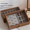 Vintage Jewelry Wood Storage Box Velvet Glass Lid Jewelry Organizer Case Dust-Proof Bracelet Ring Earring Display Holder