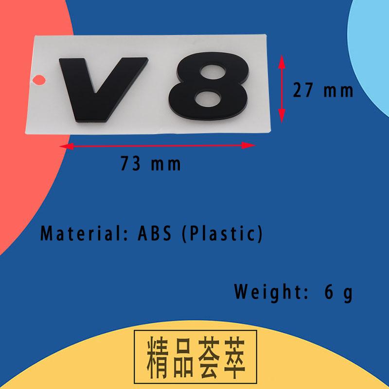 3D Premium ABS V8 for Car Fender Trunk Rear Bonnet Decal Emblem Badge Sticker
