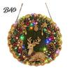 Seasonal Holiday Crafting Set Christmas Diamond Painting Wreath Kit with LED String Lights, Snowman Pearl Art Shiny Acrylic Craft for Adults,
