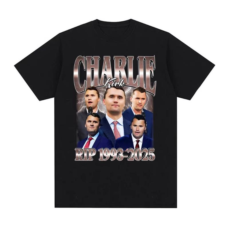 Comical Charlie Kirk RIP 19932025 Political Commemorative Retro Graphic Unisex and Women Summer Print Pure Tshirt