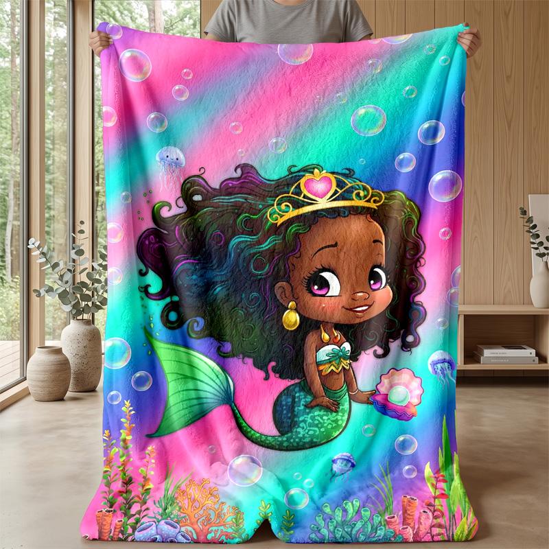 Mermaid Fantasy Underwater World 4 Theme blanket Lightweight Warm Flannel Blanket Decorative Throw Blanket for Home Decoration