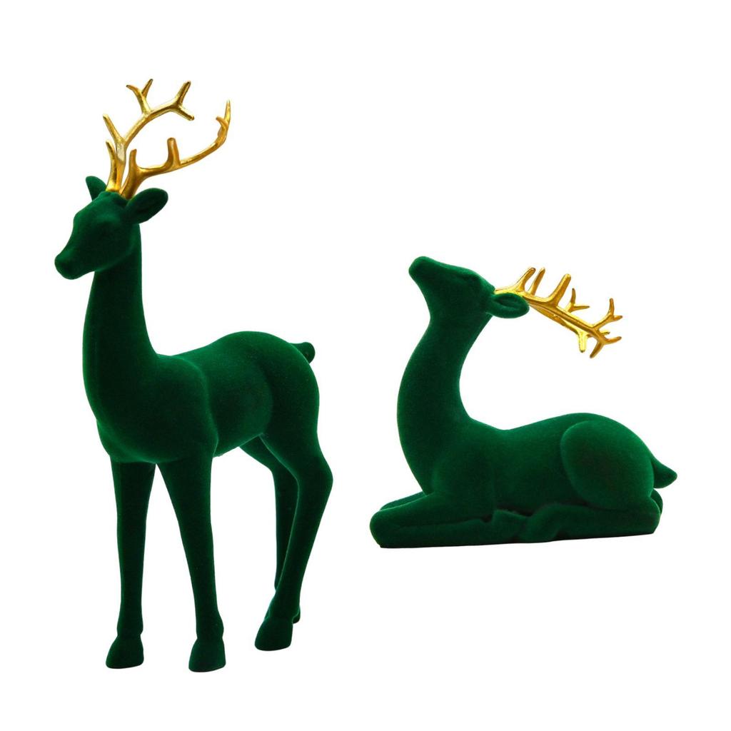 Reindeer Figurines Tabletop Ornaments Resin Christmas Decor Creative Modern Elk Sculptures for Farmhouse Desktop Office Gifts