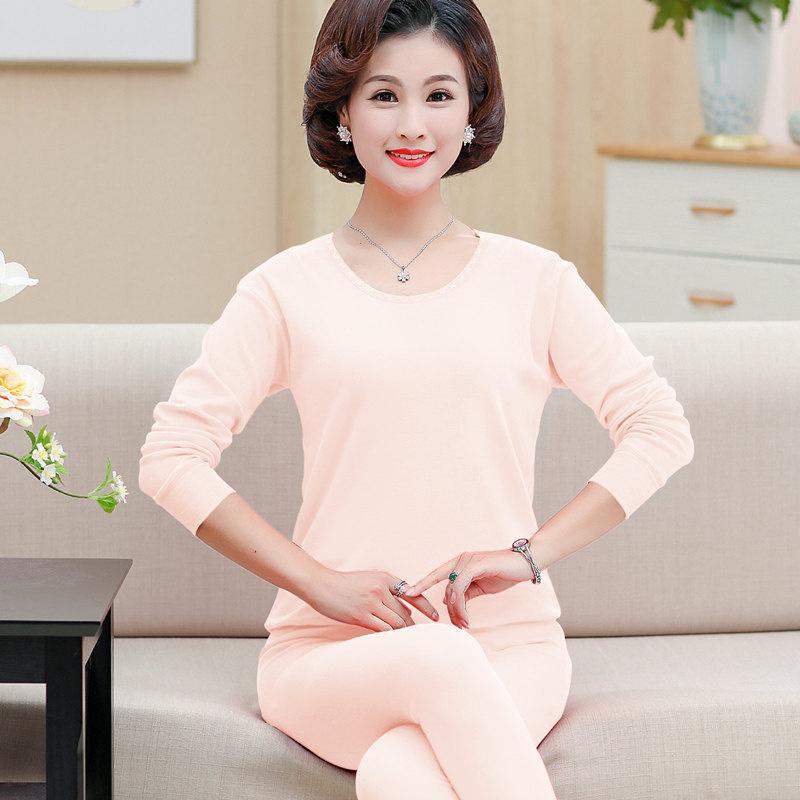 Women's pure cotton thermal underwear set for mothers, autumn and winter wear