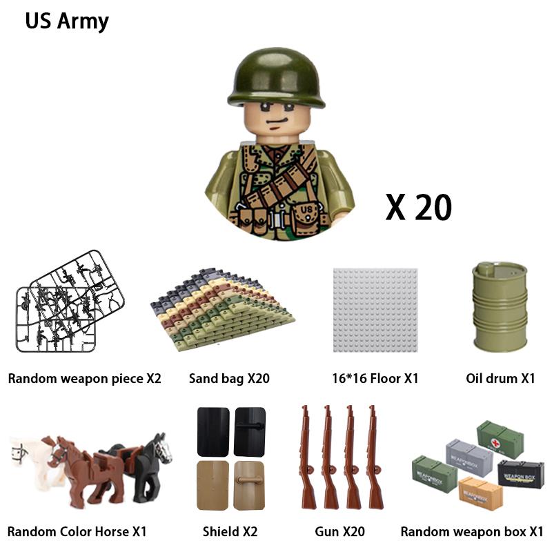 Non-Toxic 24Pcs Military Figure Ww2 Military Product Soldier Figure Building Blocks Children'S Holiday Gift Toys Gifts Funny