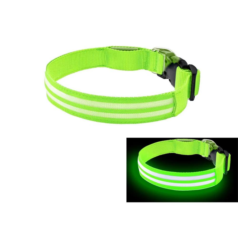 Adjustable LED Glowing Dog Neck Ring Nylon Material Night Safety Buckle Chain Small Dog