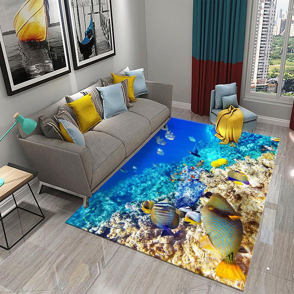 3D Hawaiian Sea Ocean Tropical Fish Carpets for Living Room Fish Animal Rugs Kids Bedroom Carpet Soft Floor Mat Parlor Decor Rug