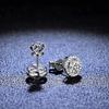 Silver Plated 925 Moissanite Stud Earrings 1 Carat Four-Prong Round Bezel Zircon Ear Jewelry Minimalist Versatile for Women Part