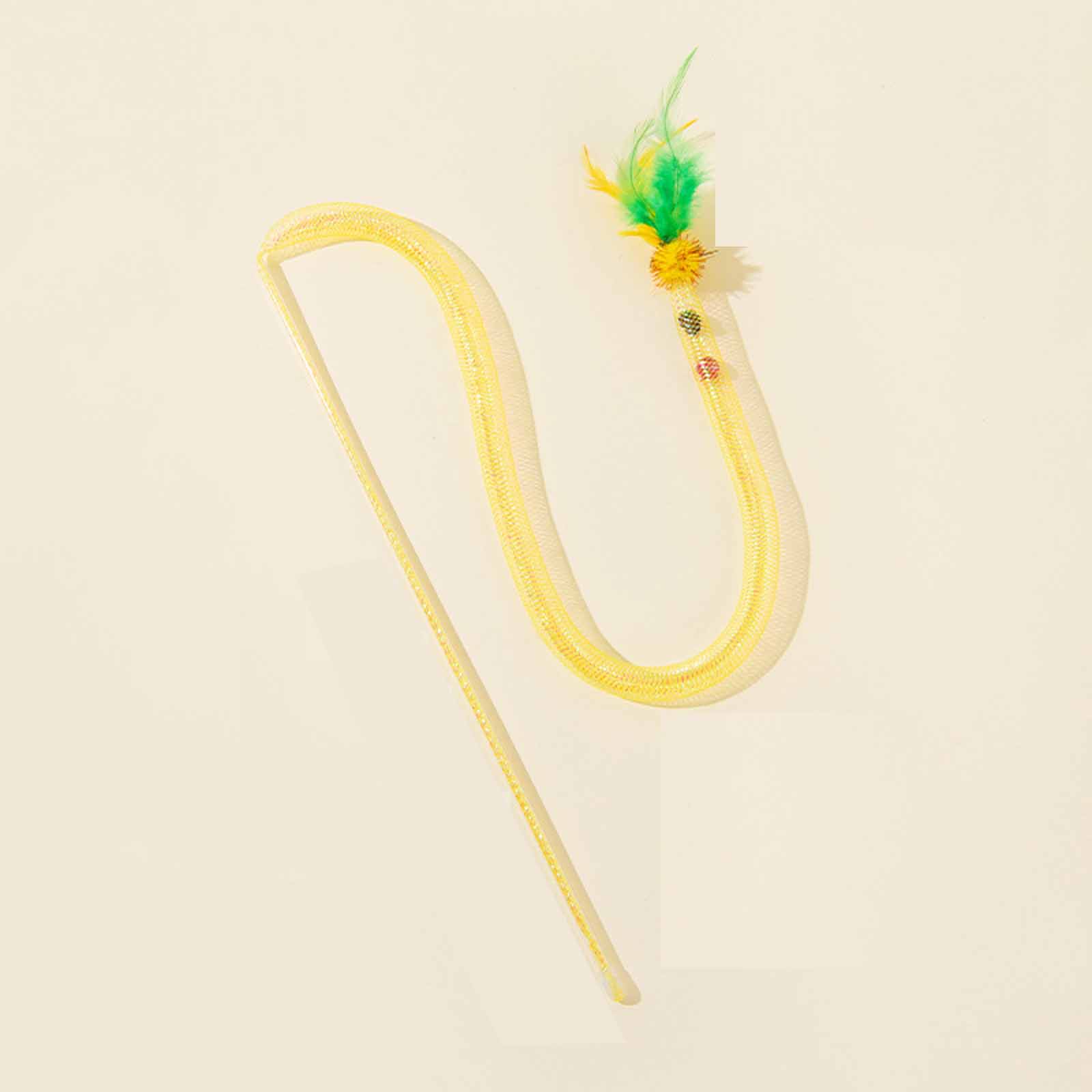 

Feather Teaser Stick with Bell, Handheld Long Pole Fighting Wand, Soft Self Entertainment Boredom Relief Interactive Toys One Size