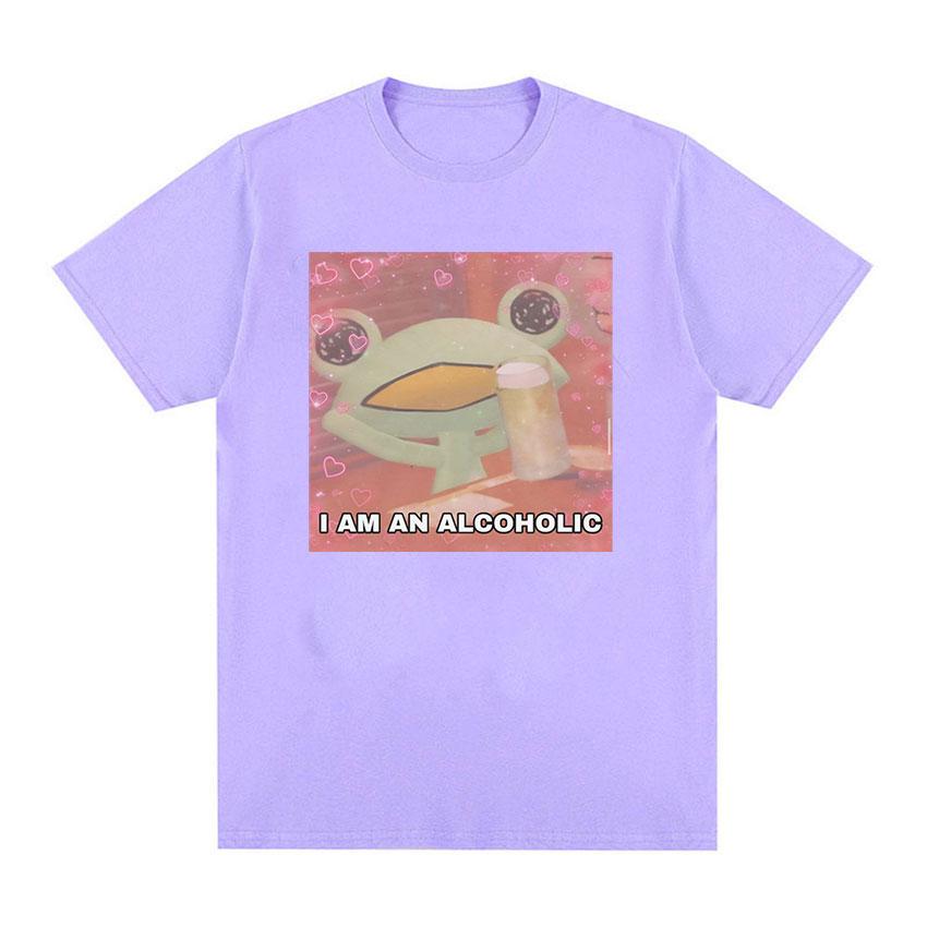 

Забавные футболки с рисунком «Я алкоголик-лягушка» для мужчин и женщин, повседневные модные футболки с короткими рукавами, футболки большого размера из 100% хлопка