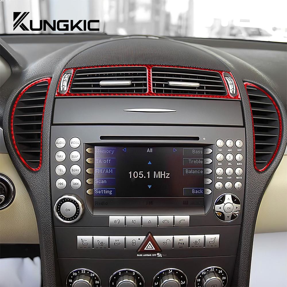 Voor Mercedes Benz SLK R171 2004 2005 2006 2007 2008 2009 2010 Centrale Luchtuitlaat Accessoires Echte Zachte Koolstofvezel Siersticker