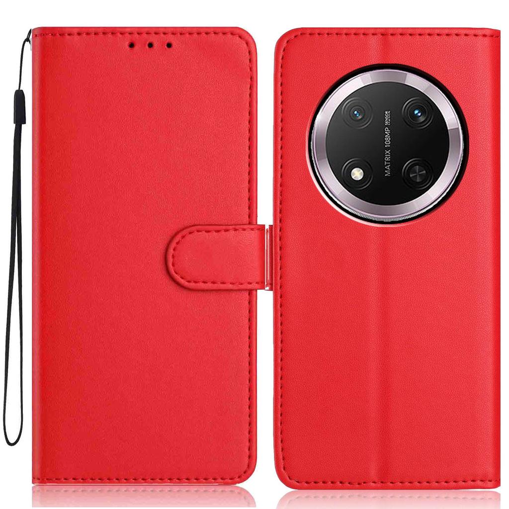 For Honor X9c 5G/Magic7 Lite 5G Wallet Case with Strap/Multiple Card Slots Solid Color Leather Stand Phone Cover