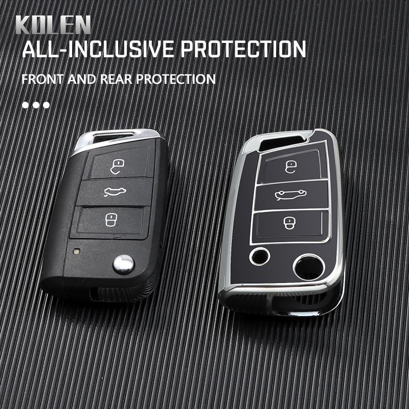 Tpu Car Key Case Cover Shell Fob For Vw Volkswagen Golf 7 Mk7 Tiguan Mk2 For Seat Ateca Leon Fr 2 Ibiza Skoda Octavia A7 Keyless