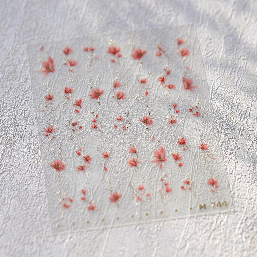 1 PCS 5D Glitter Light Pink Begonia Flower Nail Art Sticker Exquisite Design High Quality Decorative Decal Nail Sticker