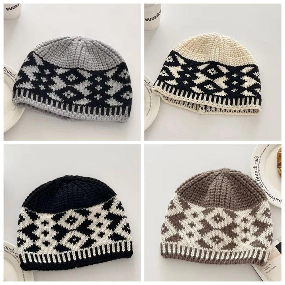 Thickened Knitted Cap Keep Warm Pompoms Hat Fashion Winter Hat  Outdoor