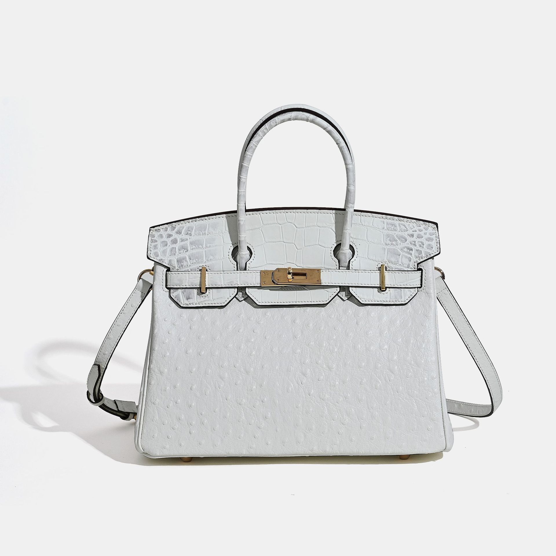 

2025 Новая платиновая женская сумка с узором под страуса, кожаная, большой вместимости, сумка-тоут, легкая роскошная модная универсальная сумка через плечо 30x16x24cm жёлтый