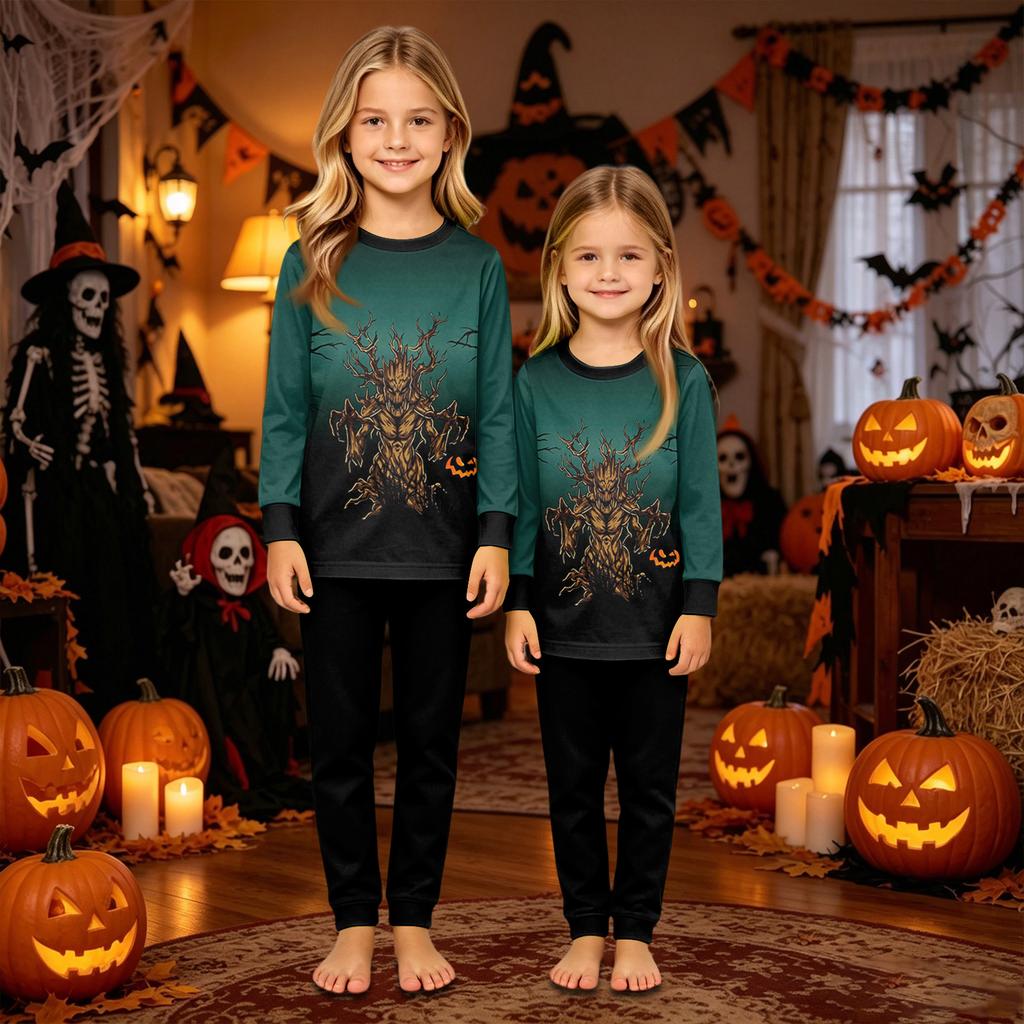 Matching Family Halloween Pajama Set - Long Sleeve Top and Pants for Parents and Kids