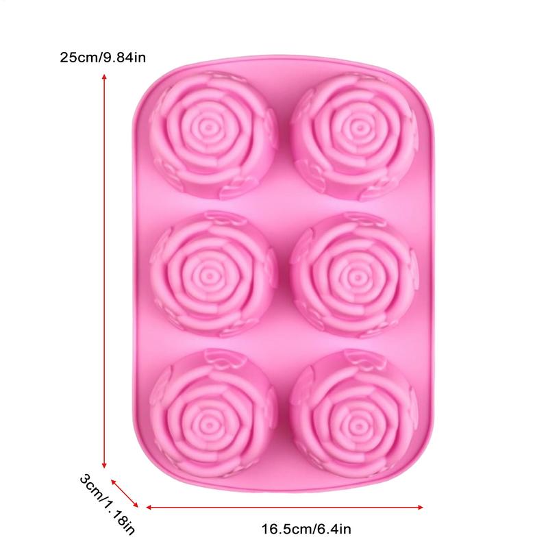 Rose Ice  Mold 6 Grids Rose Flower Silicone Mould Ice Tray Flower Ice Ball Mold  for  Cookies Chocolate Cake Molds Summer Drinks