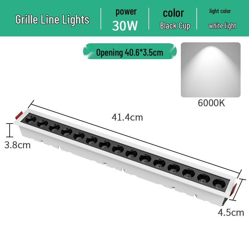 Embedded LED Linear Grille Light: Anti-Glare Rectangular Lamp for Living Room