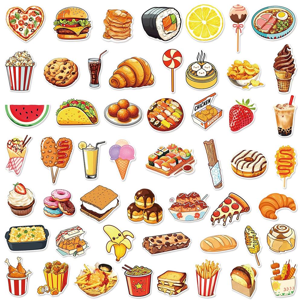 10/30/50 Stück Leckere Lebensmittel & Getränke Aufkleber Burger Pommes Graffiti Decals DIY Gepäck Scrapbook Tagebuch Belohnung Niedlicher Cartoon Aufkleber