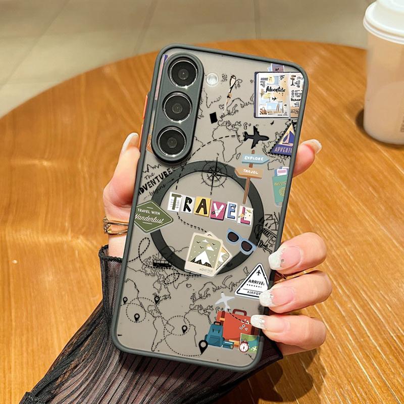 

Travel Airplane Pattern Magnetic Phone Case For Samsung Galaxy A37 A17 A56 A36 A55 A35 A26 A16 A25 A15 A54 A14 A34 Acrylic Cover Galaxy A56
