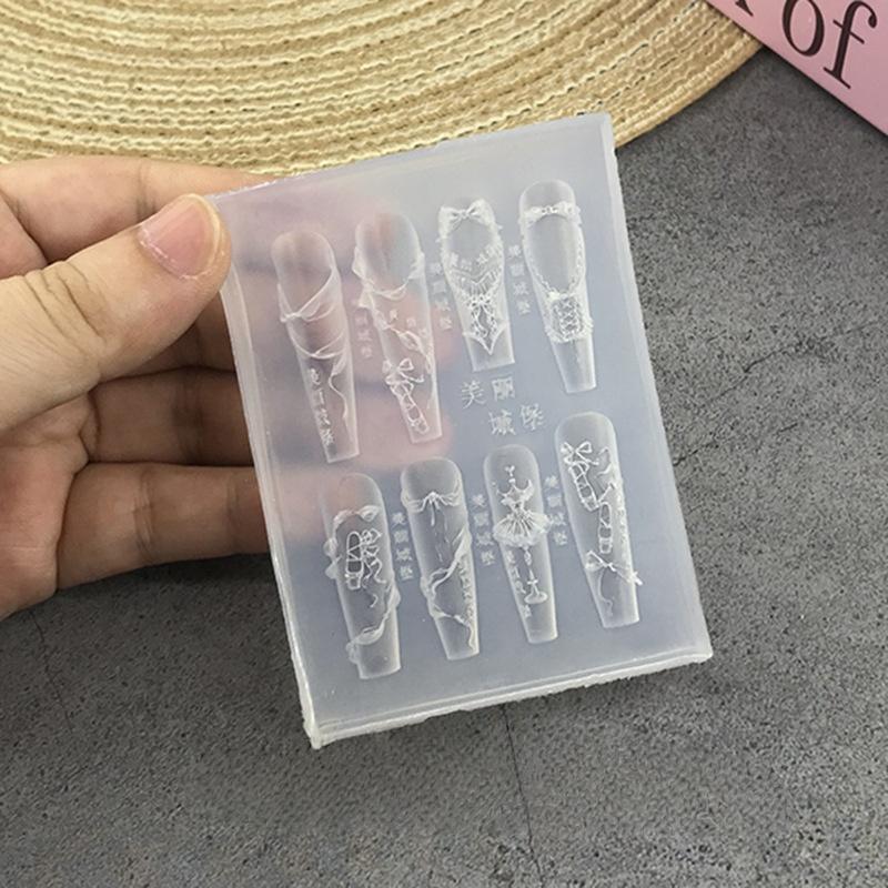 Ribbon Bow Ballet Shoes 3D Silicone Nail Art Mold Diy Nail Art Decoration Transparent Carving Template Manicures Design Tool
