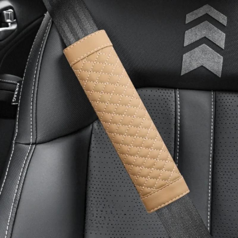Car Seat Belt Shoulder Cover Embroidery Wear-resistant Non-slip Leather Safety Cover Car Interior Decoration Products