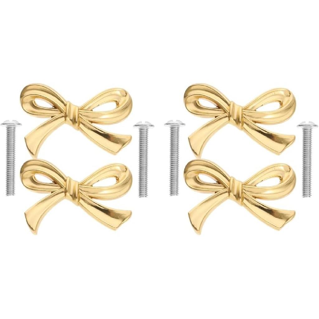 DOITOOL Decorative Bow Knobs for Dresser, Bow Shape Cabinet Knobs for Home Bedroom Kitchen Cabinets, Pack of 6