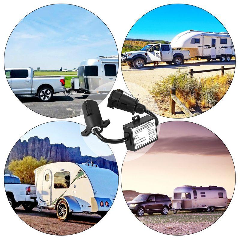 HOT-USA To EU Trailer Light Converter US 7-Way Blade Socket To EU 7-Pin Round Plug,USA To EU Trailer Light Converter US 7-Way Bl