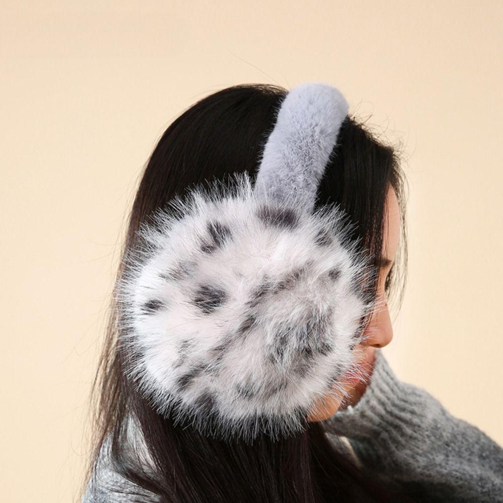 Winter Warm Foldable Earmuffs Cold Protection Leopard Print Soft Earflaps Antifreeze Thickened Faux Fur Ear-Muffs