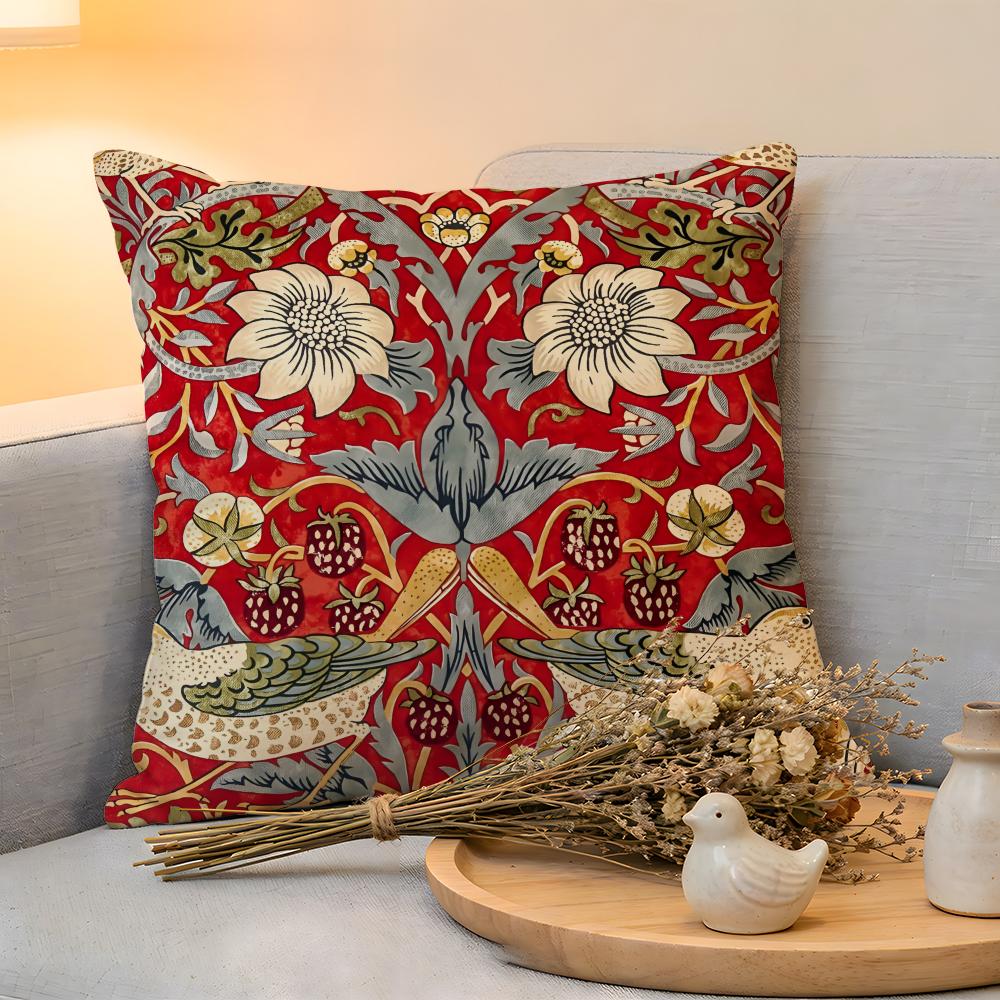 Cushion Cover  Linen  SkinFriendly Soft Decorative Case For Sofa Home Decor Art WWilliam MMorris Flower Pillow cover