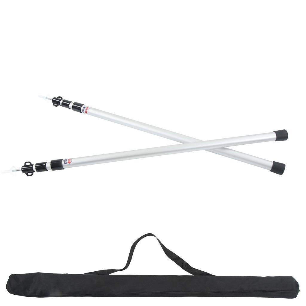 2pcs Camping Tent Poles Aluminum Alloy Adjustable 95 to 235cm Telescopic Canopy Supporting Rods with Storage Bag for