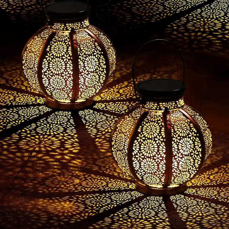 Solar Powered LED Outdoor Lights Aluminum Hanging Lamps with Handle for Garden Table Patio Path Waterproof IP65 Decorative