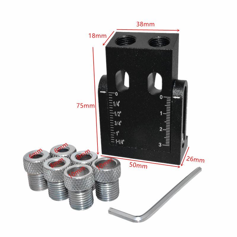 Black 15° Woodworking Pocket Hole Jig - Drilling Locator for Wood Board Installation
