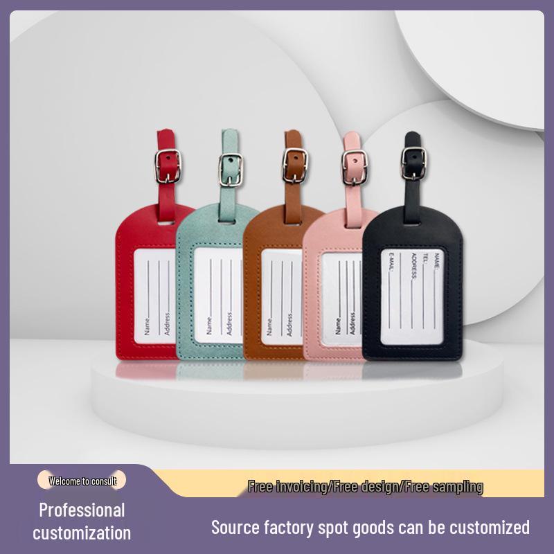 Customizable PU Luggage Tag with Buckle Strap and Logo Option for Cross-Border Travel