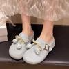 Retro flower women's shoes summer wear new lazy one pedal with skirt soft-soled bag head half slippers