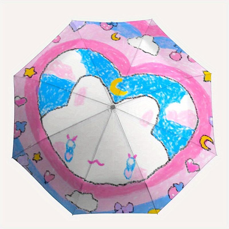 

1pc Heart-shaped plush toy, Automatic Open/close Folding Umbrella, Compact Portable Travel Umbrella, Durable Construction yy250809103