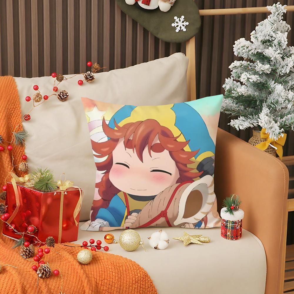 Kwaii Anime Hakumei and Mikochi Pillow Case Anti-dustmite Pillow Invisible zipper silky short plush Sofa cushion cover