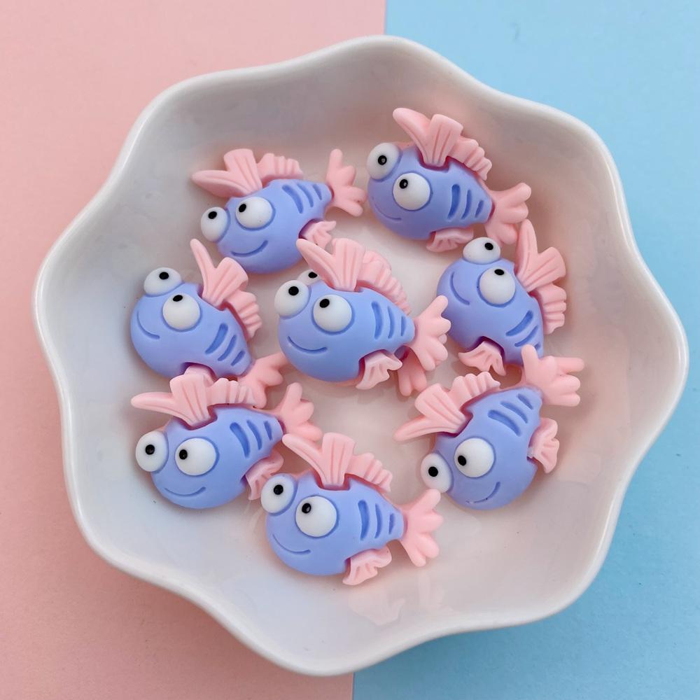 20Pcs New Cute Resin Crab, Lobster, Fish Ocean Series Flat Back Parts Embellishments For Hair Bows Accessories