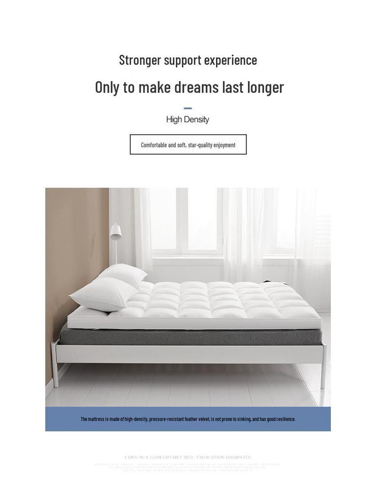 Hotel Star Soft Feather Velvet Mattress Topper - Thick Quilted Tatami Mat for Double Bed & Student Use.
