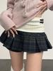 Women's Retro College-Style A-Line Plaid Pleated Skirt - High-Waisted, Anti-Exposure, Short Length for Spring/Summer 2025