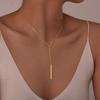 Necklace for Stainless Rectangular Tassel Birthday Gift [Deelfel] Women, Gold, Y-Shape, Long, Steel, Pendant, Simple, Design,
