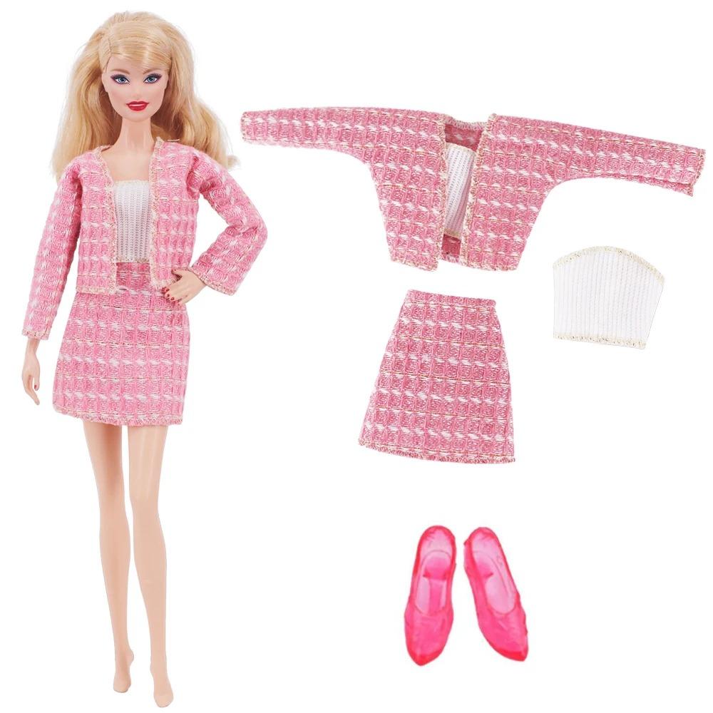 4 Stk/Set Pelzweste Mantel + Kleid/Freizeitoutfit für 30 cm 11,8 Zoll Puppenkleidung Accessoires Plüschjacke Berühmtheit, Kindergeschenk