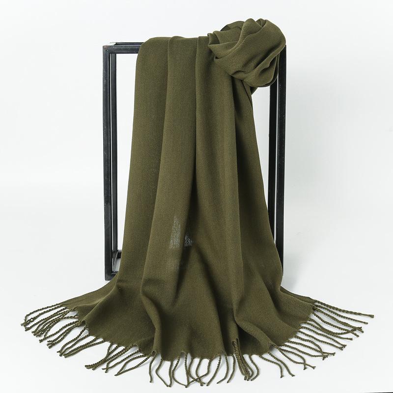 Autumn And Winter New Women'S Cashmere Scarf Solid Color Imitation Cashmere Pulling Scarf Thick Embroidery Cashmere Shawl