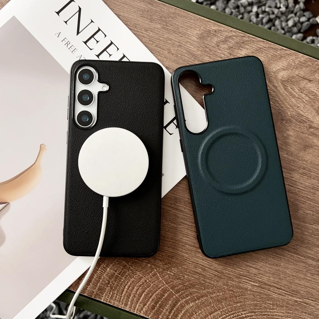 For Samsung Galaxy S25+ Magnetic Case PU + TPU Phone Back Cover